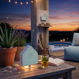 Naturgeräuschebox mit LED Beleuchtung Haus Arylik grün - SUMMER EDITION