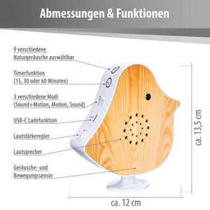 Northpoint Naturgeräusche Box Vogel Sound Box Echtholz Bewegungsmelder Sound Sensor Timer USB-C