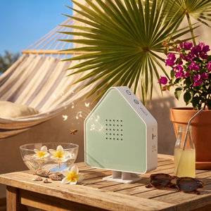 Naturgeräuschebox mit LED Beleuchtung Haus Arylik grün - SUMMER EDITION